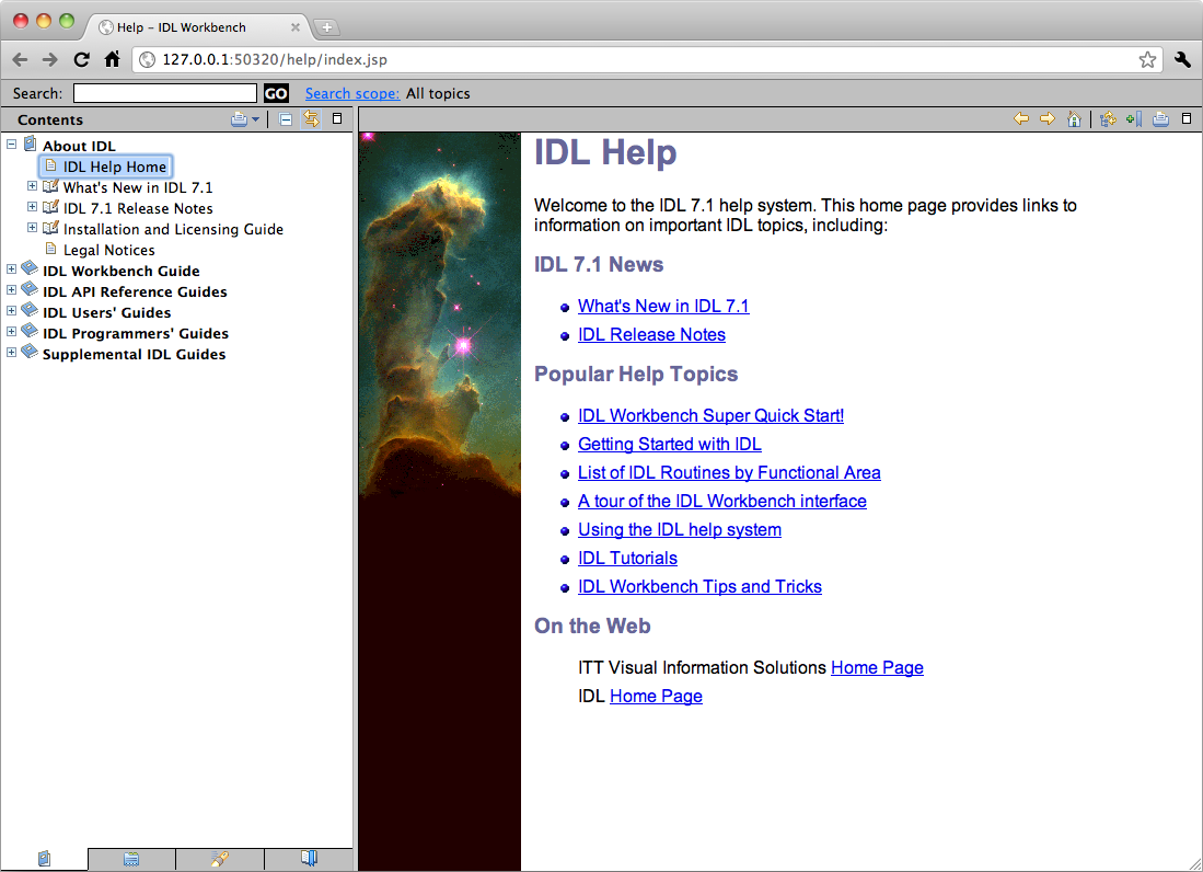 The IDL help browser